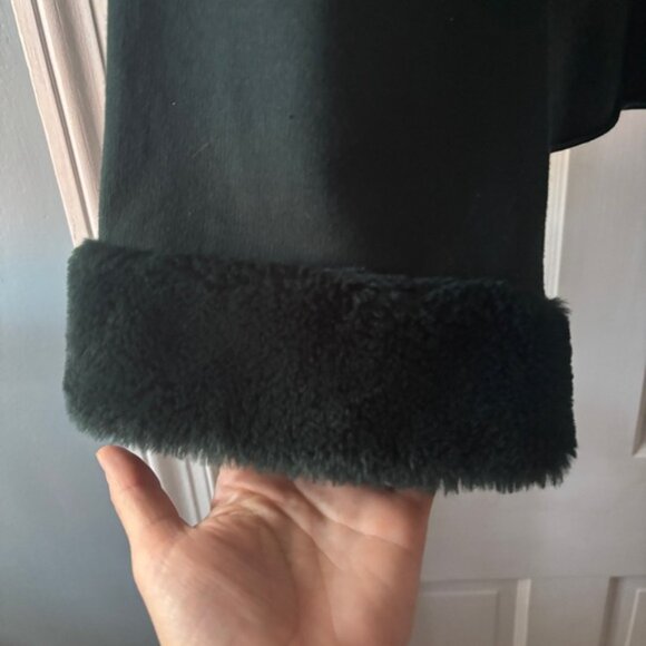 Zara Trafaluc Hunter Green Wide Long Sleeve Top Faux Fur Cuff Size S - Picture 3 of 11